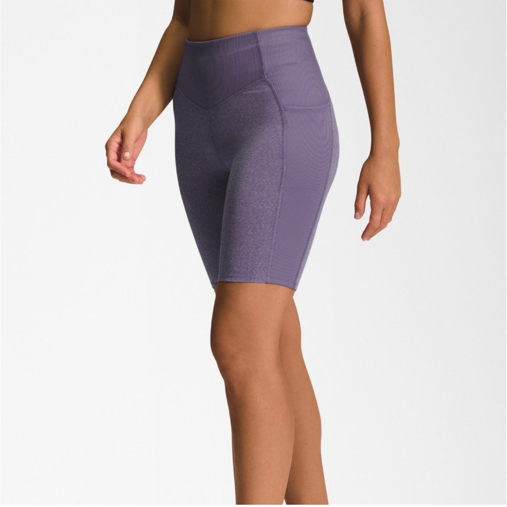 The North Face Purple Heathered Ribbed High Waisted‎ Biker Shorts 8 Inch Inseam